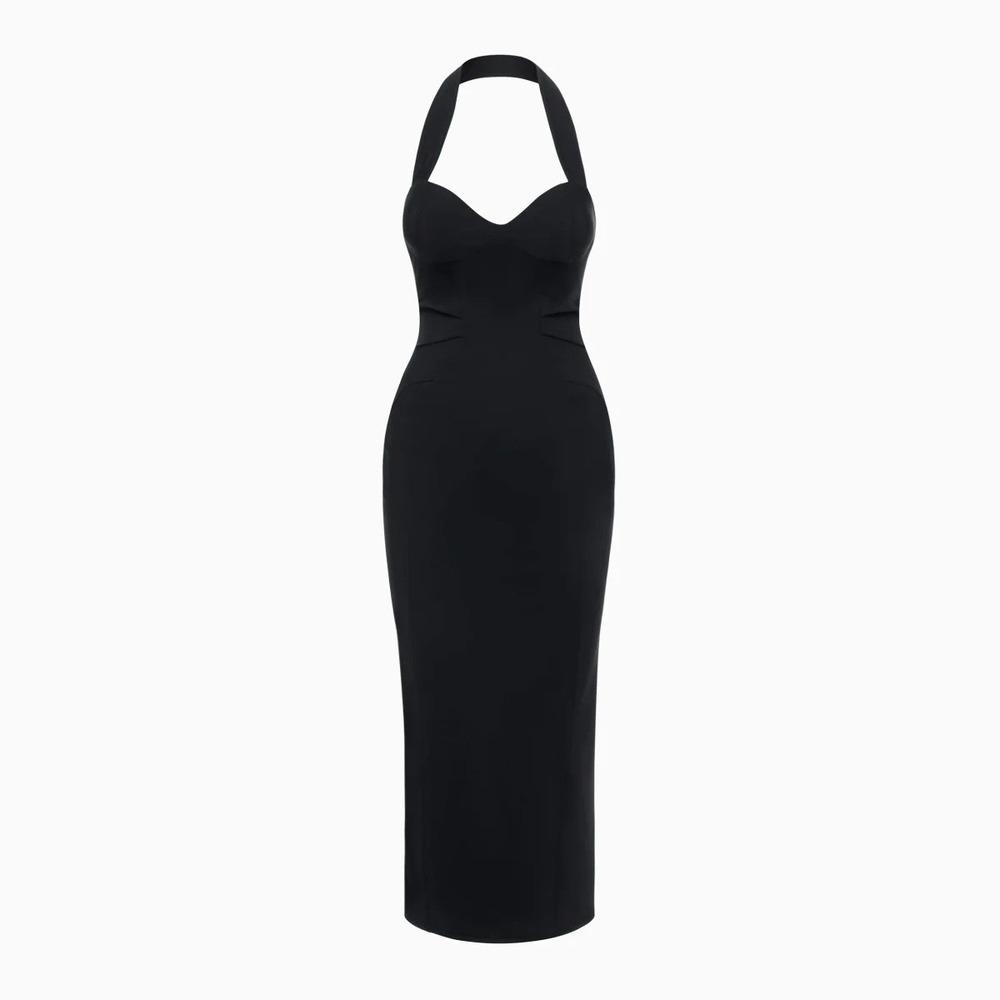 Khy x Dilara Findikoglu Fitted Halter Dress in Black XS KYLIE JENNER - Picture 3 of 13